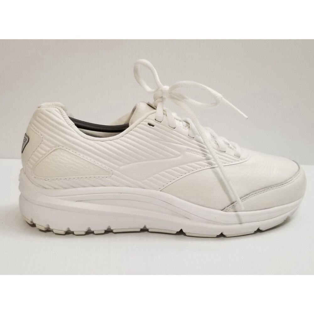 Brooks Womens Addiction Walker 2 Sneakers Sz 8 White Leather Cushioned Comfort